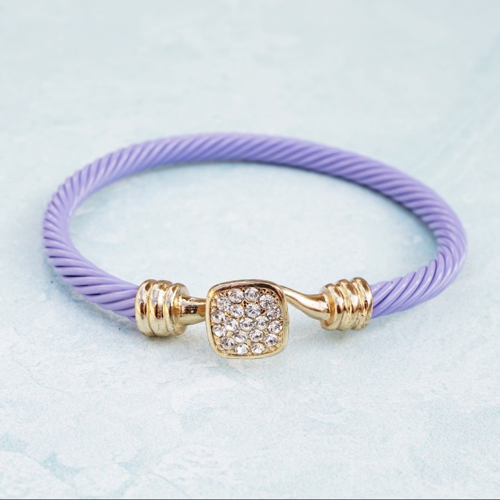 Lavender Twisted Cable Bracelet With Crystal Pavé